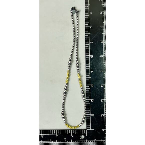 Sterling Silver NAVAJO PEARL & Palomino Turquoise Beaded 17” Necklace .925 NEW - Picture 12 of 13